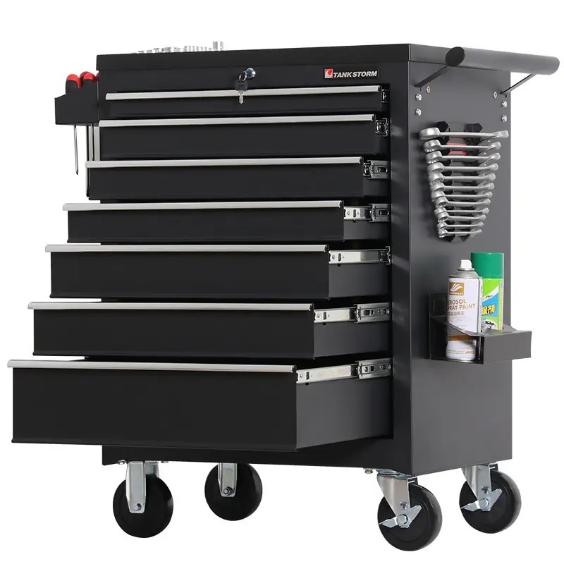 7-Drawer Plastic Top Rolling Tool Cabinet Workshop Garage Toolbox With Wheels