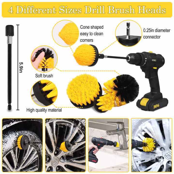 27Pcs Car Cleaning Tools Kit for Interior Exterior Wheels Car Detailing Kit Auto Detailing Drill Brushes Set Wash Kit