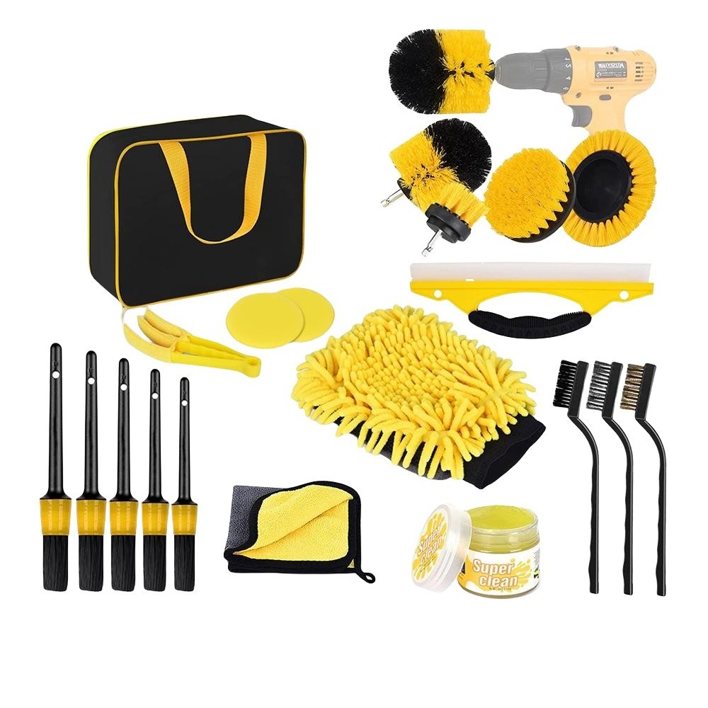 20 Pcs Car Detailing Brush Set Auto Detailing Supplies Drill Clean Brush Set Carwash Accessories Pro Car Wash Kit