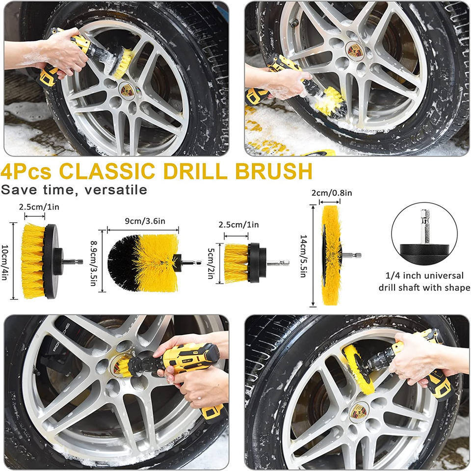 20 Pcs Car Detailing Brush Set Auto Detailing Supplies Drill Clean Brush Set Carwash Accessories Pro Car Wash Kit