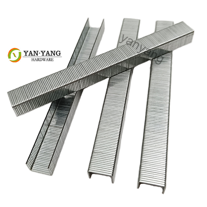 Yanyang durable quality low carbon steel 7108 7110 fine wire galvanized sofa furniture staples 7112 industrial staples