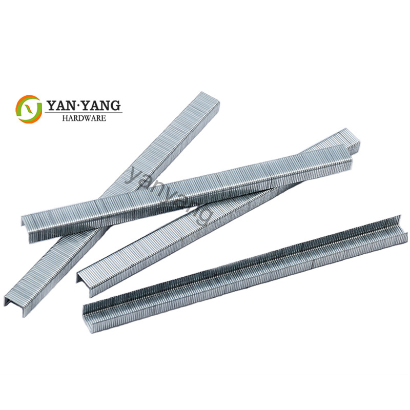 Yanyang durable quality low carbon steel 7108 7110 fine wire galvanized sofa furniture staples 7112 industrial staples