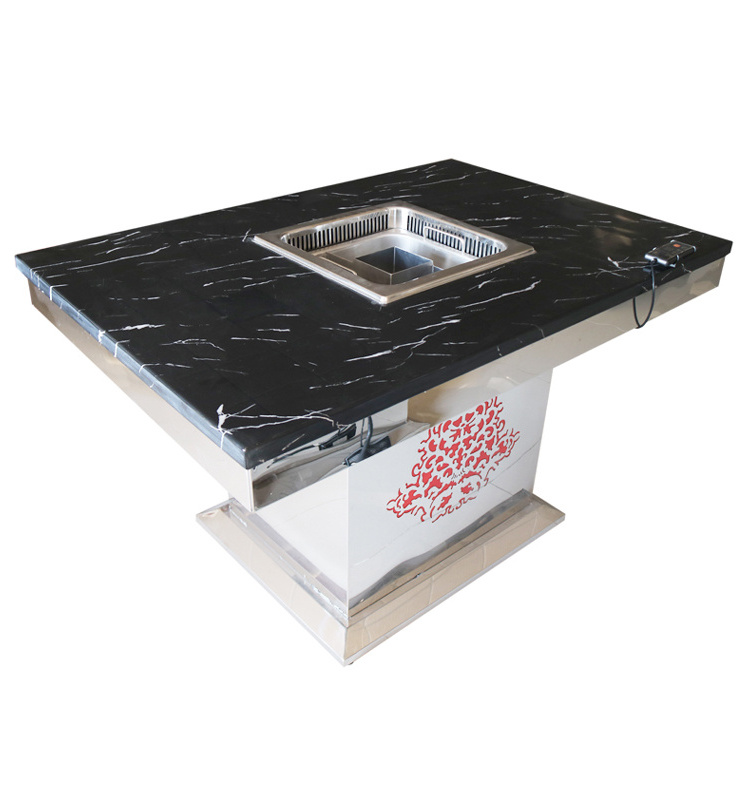 Yawei hot pot table square stainless steel double flavor hot pot