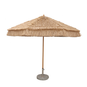 Custom Natural Color Hawaii Hula Tiki Artificial Thatched Outdoor Straw Beach Umbrella