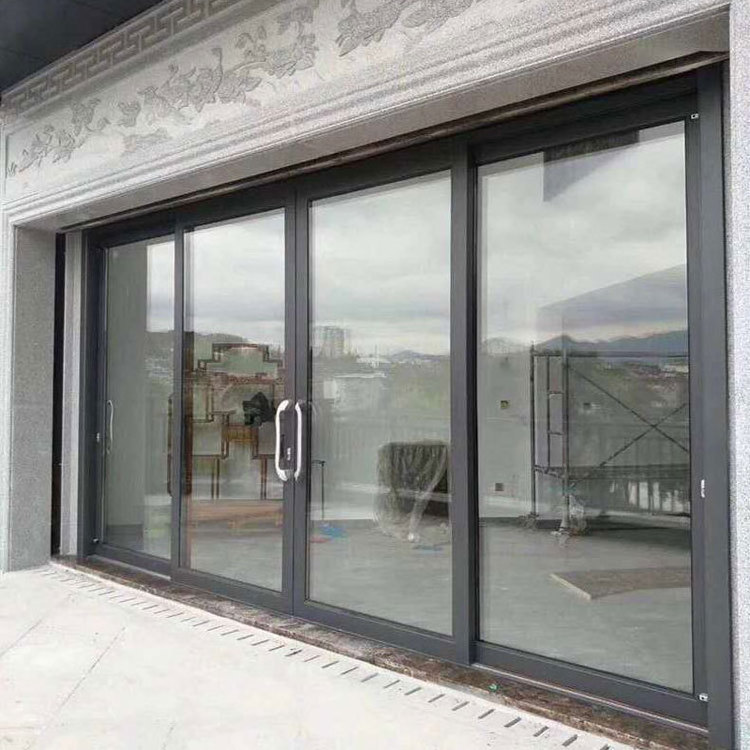 shop front exterior hurricane resistance heavy duty aluminum frame entry balcony glass sliding door