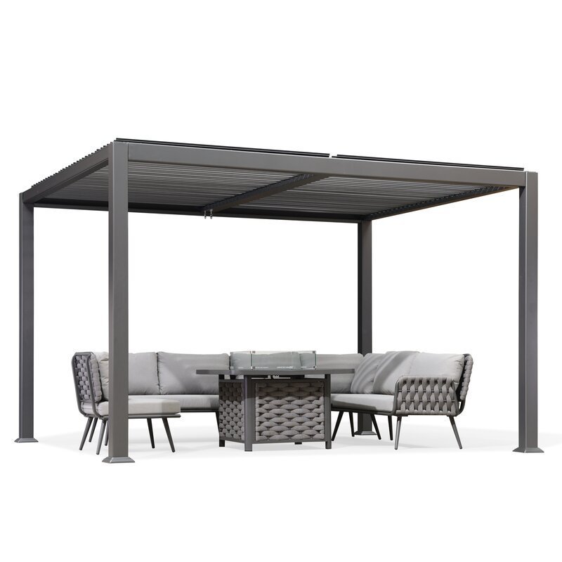 Louvred Pergola Aluminum Rainproof Gazebo With Adjustable Roof