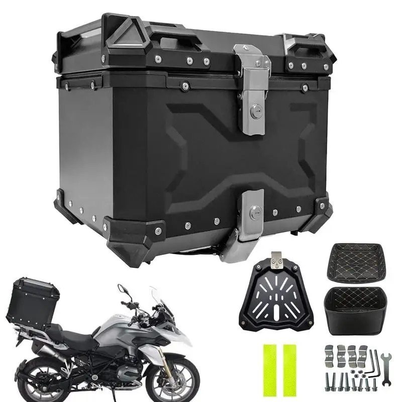 Rear Box For Motorcycle 45L Portable Aluminum Motorcycle Trunk Box Universal Motorcycle Tail Box Reusable Trunk Tour Storage