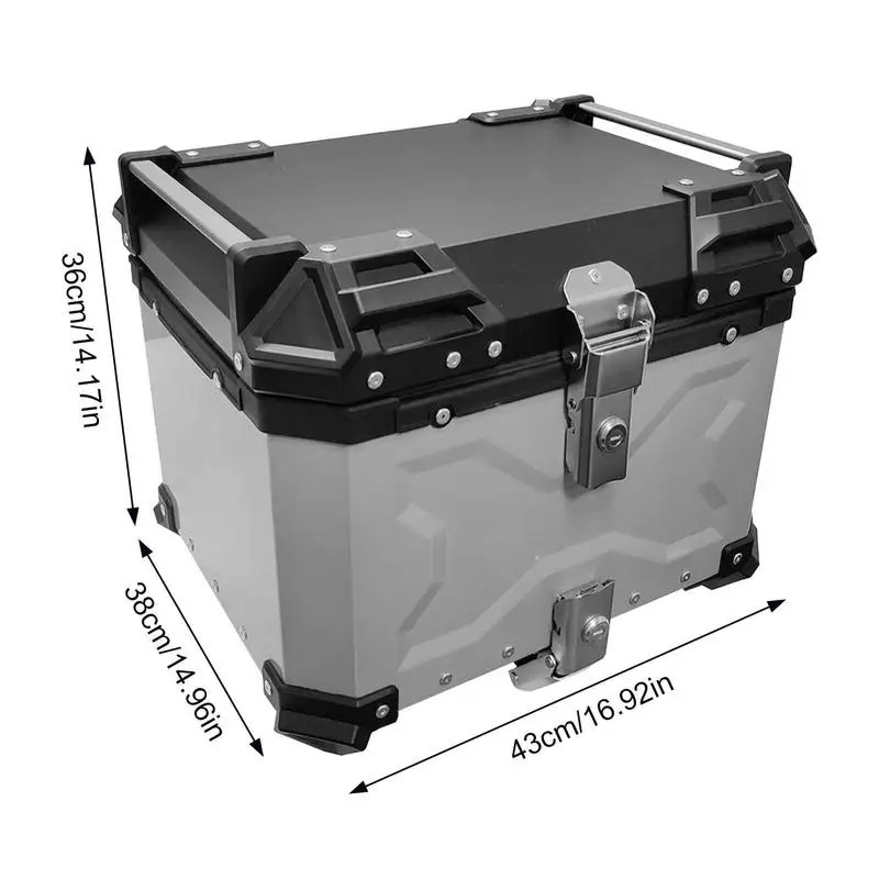 Rear Box For Motorcycle 45L Portable Aluminum Motorcycle Trunk Box Universal Motorcycle Tail Box Reusable Trunk Tour Storage