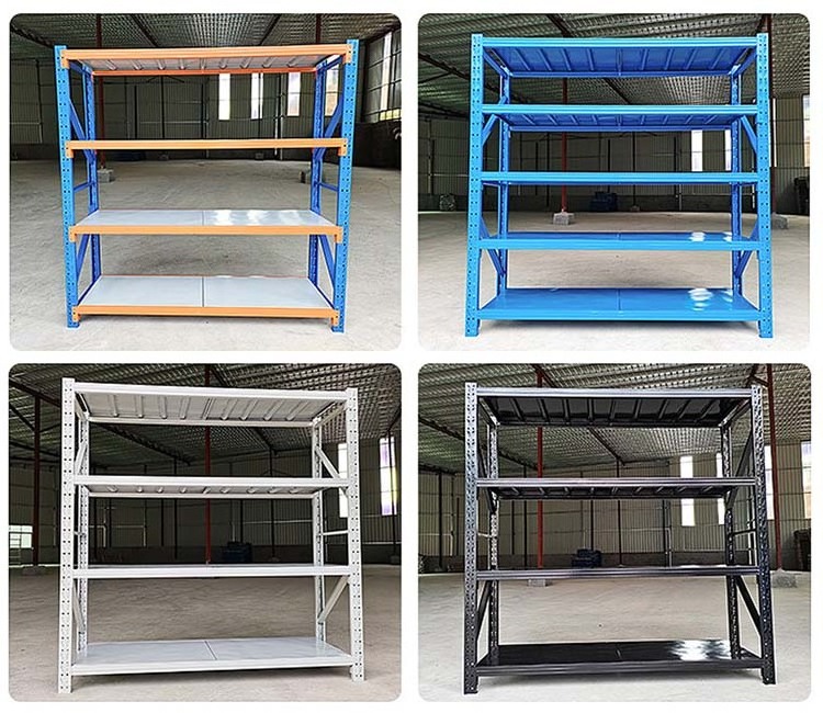 Light Duty Warehouse Racks Boltless 4 Tier Garage Shelves Adjustable Unit Metal Racking System Steel Storage Shelf Rack