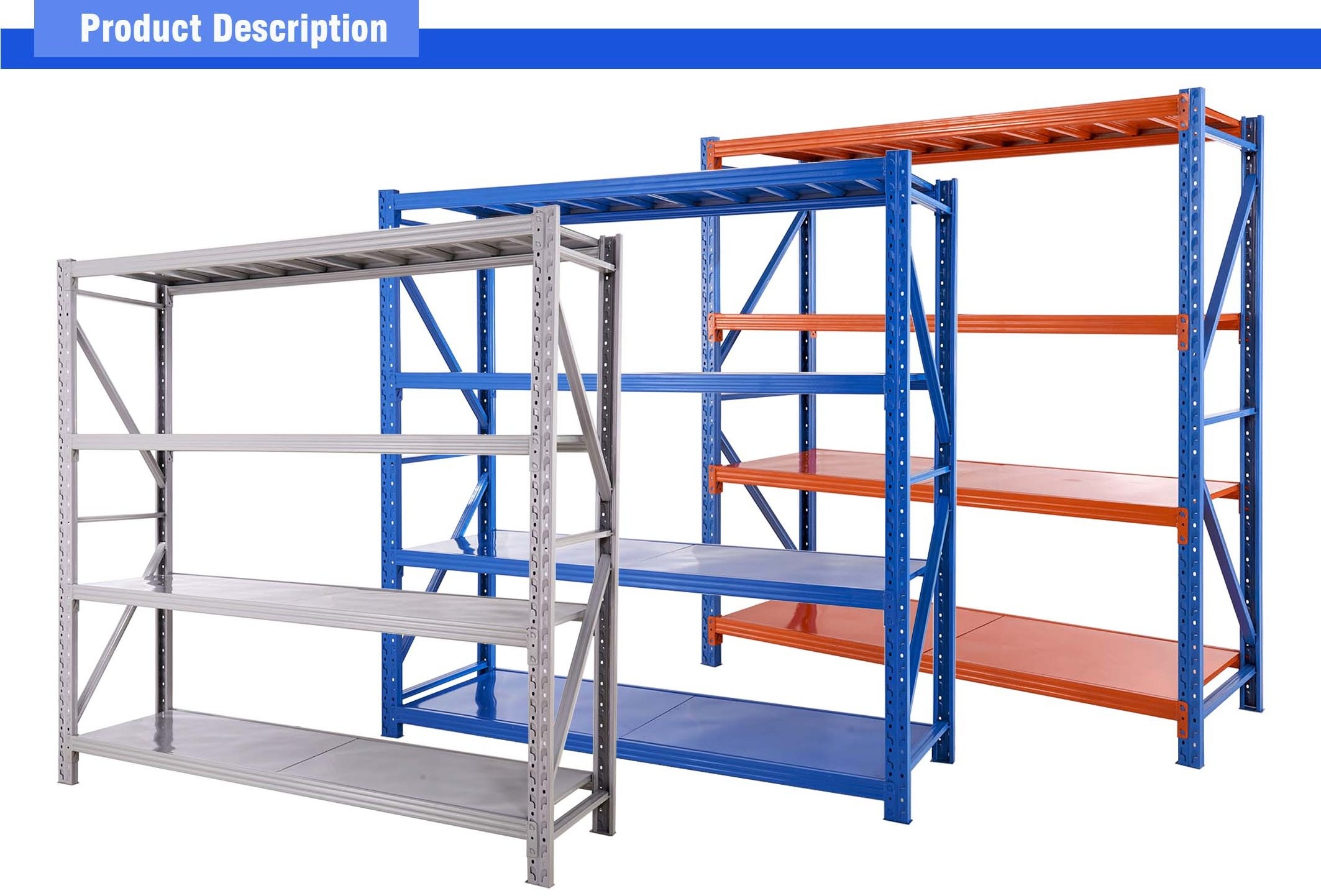 Light Duty Warehouse Racks Boltless 4 Tier Garage Shelves Adjustable Unit Metal Racking System Steel Storage Shelf Rack