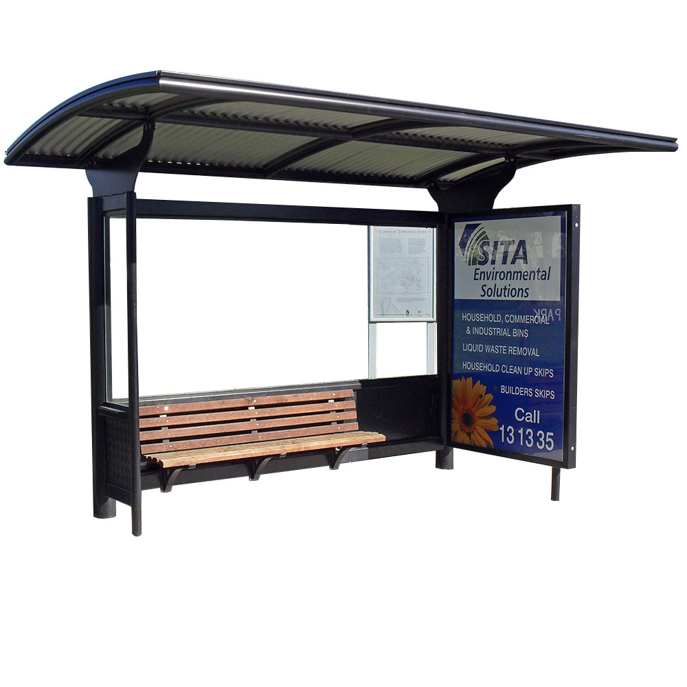 Outdoor Advertisement Bus Stop Shelter with LED Mupi For Sale