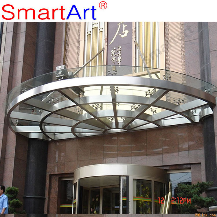 glass and metal awnings /glass entrance canopies /large canopy