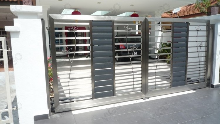 iron gate designs factory price stainless steel gate quality outdoor remote retractable stainless steel electric sliding gate