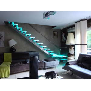 Smartart Prefabricated Modern Luxury Indoor Metal Stairs Customized Mono Stringer Straight Staircase