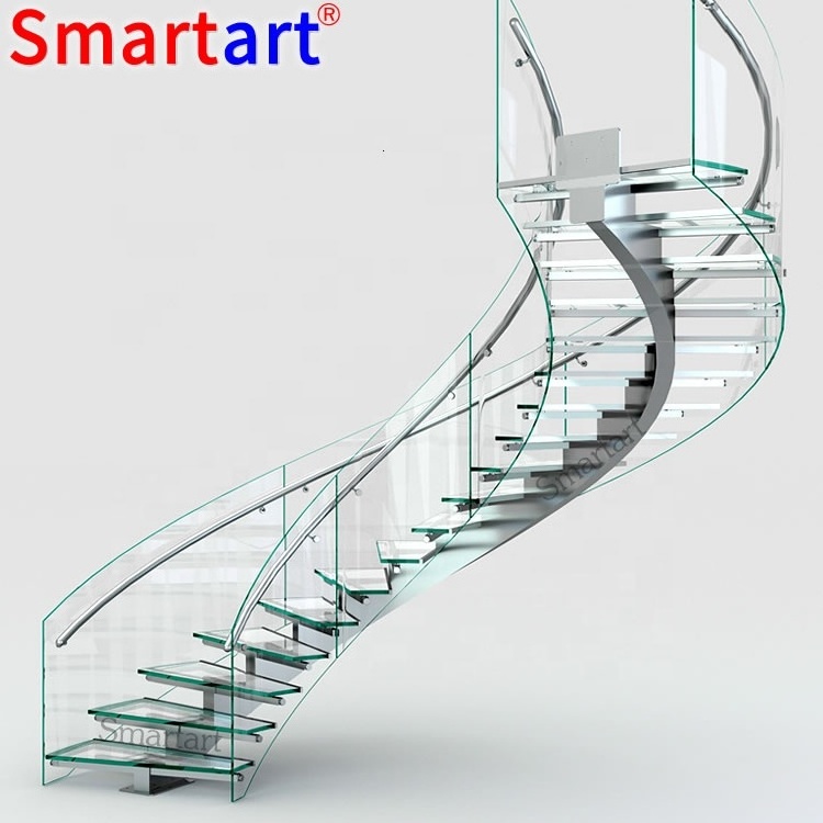 Smartart Prefabricated Modern Luxury Indoor Metal Stairs Customized Mono Stringer Straight Staircase