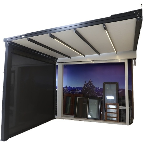 customized electric sun shading vertical awning strong windproof zip screen blinds