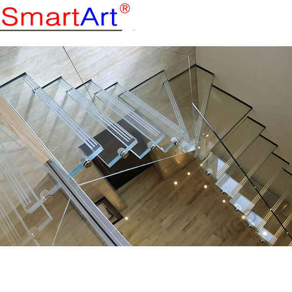 Smartart 2022 modern glass mono stringer stairs  build floating staircase