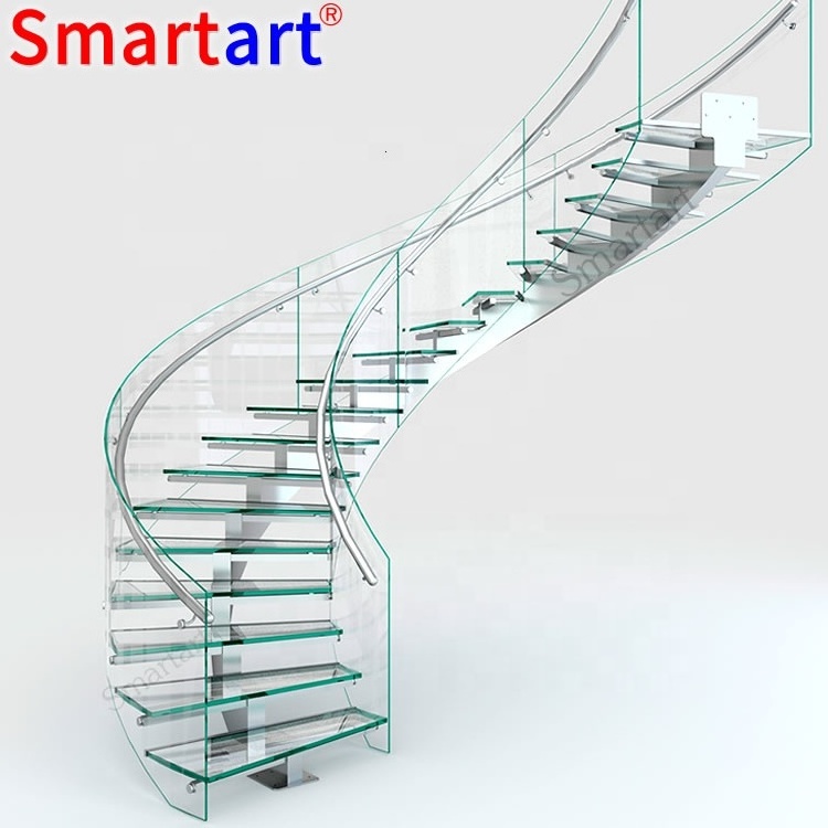 Smartart Prefabricated Modern Luxury Indoor Metal Stairs Customized Mono Stringer Straight Staircase