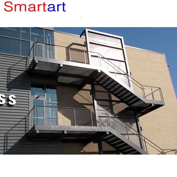 Smartart 2022  Promotion Good quality double stringer steel  stair for indoor