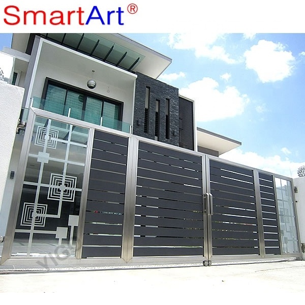 iron gate designs factory price stainless steel gate quality outdoor remote retractable stainless steel electric sliding gate