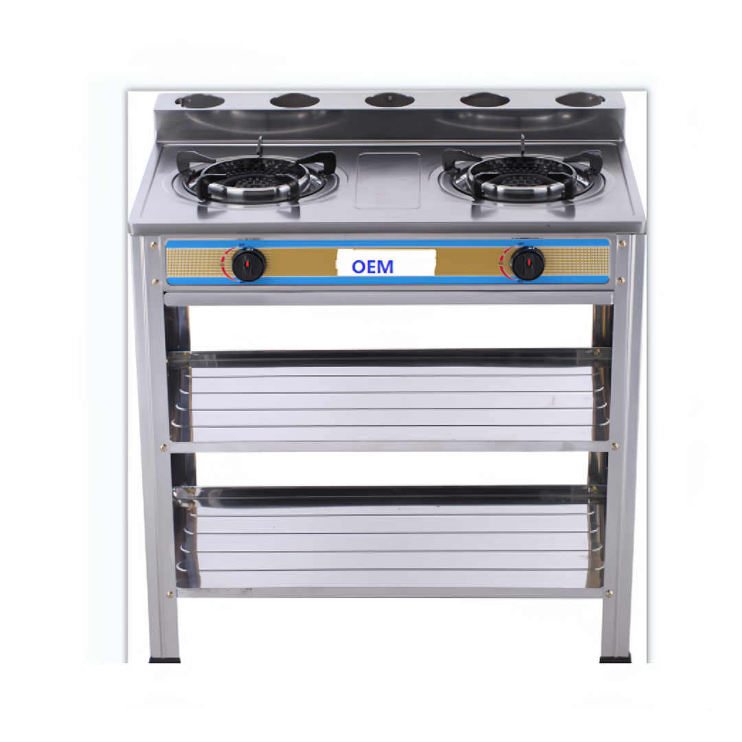 Stand Gas Stove Cooker 2 burners OEM Stainless Steel factory supply