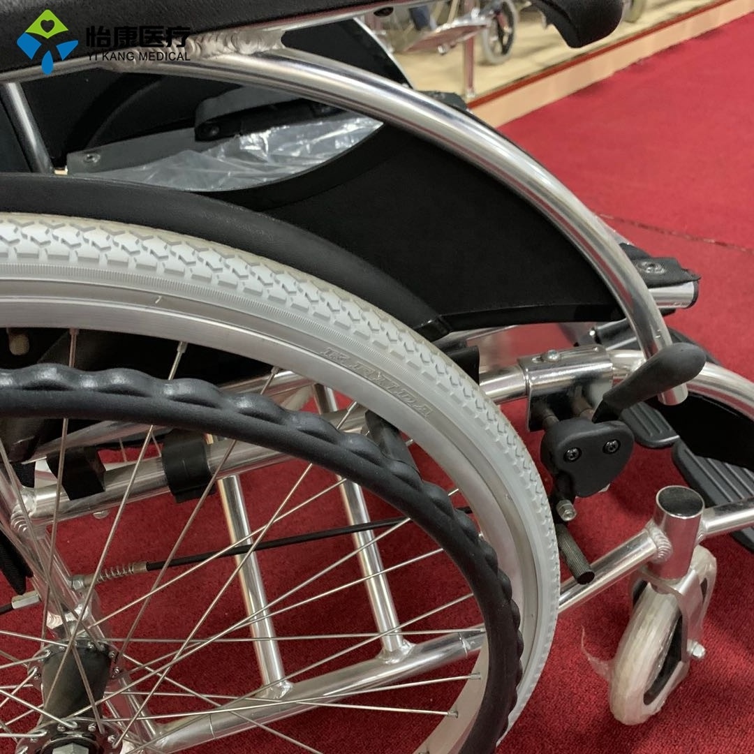 Light weight folding black wheelchair price with pneumatic rear wheel