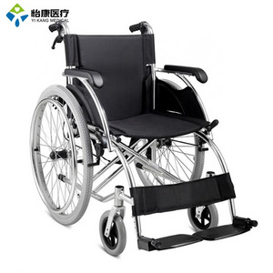 Light weight folding black wheelchair price with pneumatic rear wheel