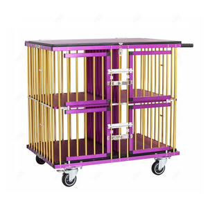 Pet Salon Aluminum Light-weighted Foldable Catbinet Puppy Big Cage Cat Small Case Grooming Stroller Carrier Dog Show Trolley