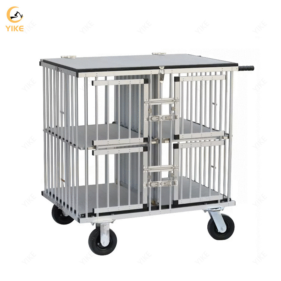 Pet Salon Aluminum Light-weighted Foldable Catbinet Puppy Big Cage Cat Small Case Grooming Stroller Carrier Dog Show Trolley