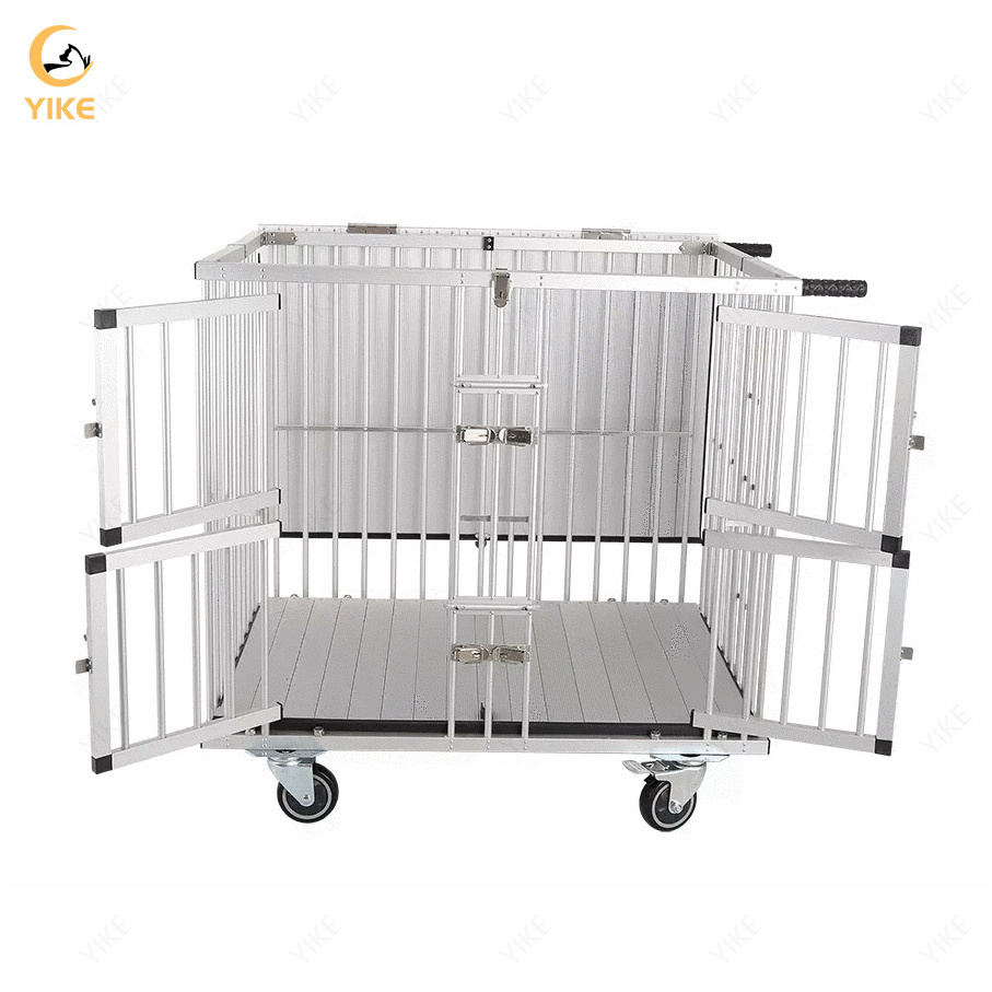 Pet Movable Cage Aluminum Trolley With Wheel Veterinary Tools Pet Show Aluminum Portable Foldable Dog Trolley