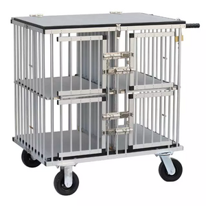 Pet Movable Cage Aluminum Trolley With Wheel Veterinary Tools Pet Show Aluminum Portable Foldable Dog Trolley