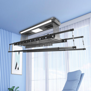 Electric Automatic Clothes Hanger Rack with LED Light Ceiling Cloth Dryer Adjustable Clothes Hanger