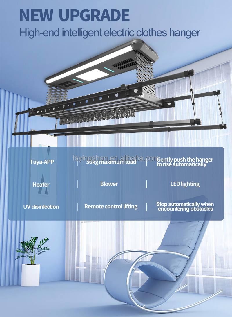 Multi function remote control folding hanger drying clothes rack ...