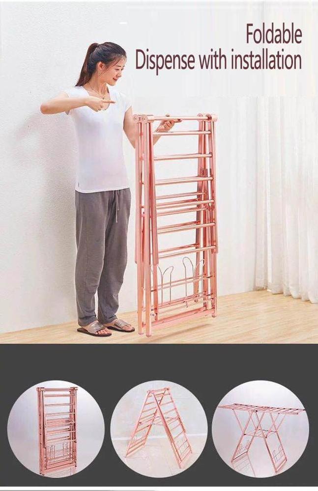 Fold Away Adjustable Portable Steel Clothes Hanger Wash  Clothing Drying Rack