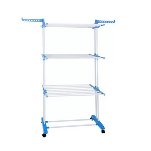 4-tier Oversize Collapsible Clothes Drying Rack Laundry Garment Dryer Laundry Stand Metal Iron Clothing Rack Stainless Steel ABS