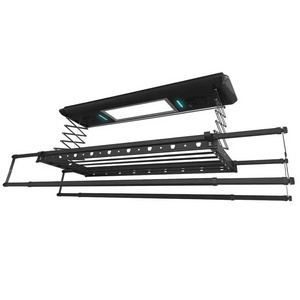 Factory Direct Sale Laundry Product Smart Remote Control Clothes Drying Rack Electric Lifting Auto Clothing Rack Black Aluminum