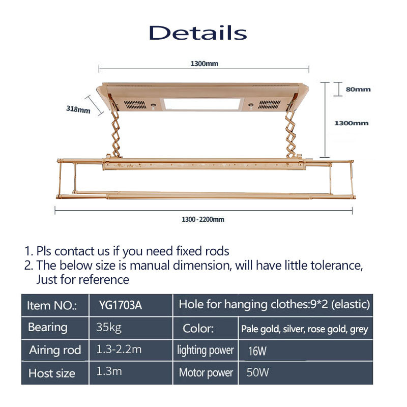 Design Rose Gold Standing Garment Display Retractable Dry Clothes Rack