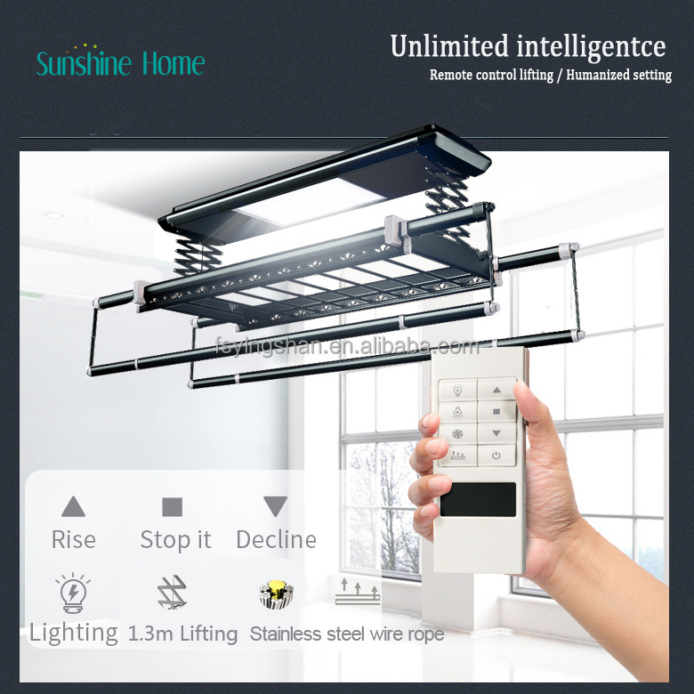 2023 New model Electric clothes drying racks ceiling four rods hanging folding heated clothes drying rack for laundry