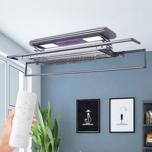 Voice Control Electric Aluminum Auto Clothes Rack Ceiling Retractable Clothes Drying Rack With UV Light