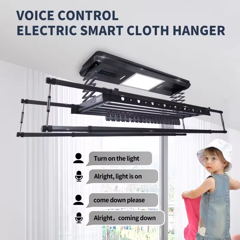 Laundry Racks Remote Control High-End Smart Electric Clothes Hanger Automated Aluminum Clothes Drying Rack Clothes Drying Hanger