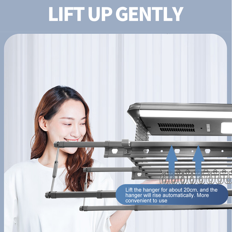 Electric Automatic Clothes Hanger Rack with LED Light Ceiling Cloth Dryer Adjustable Clothes Hanger