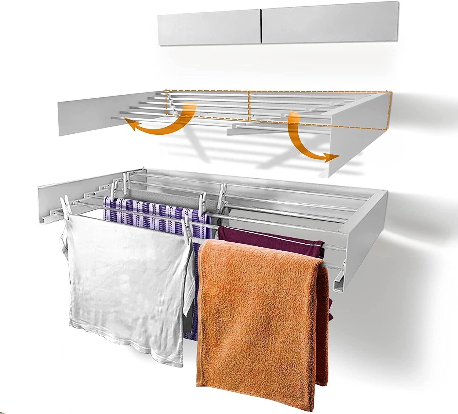 indoor Flexible Clothes Hanger Laundry Drying Racks Collapsible Wall Mounted folding cloth Drying Rack