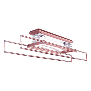 Design Rose Gold Standing Garment Display Retractable Dry Clothes Rack