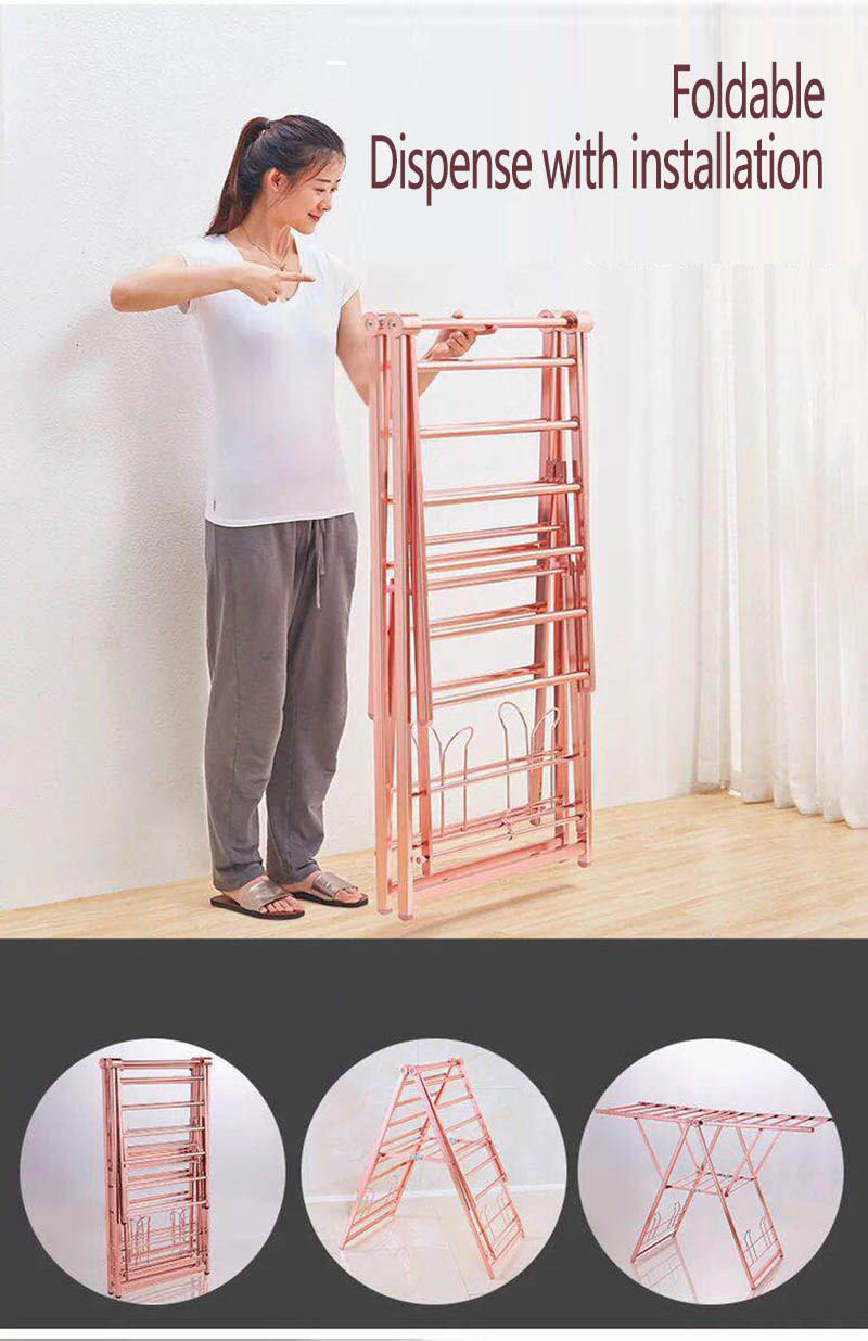 Kids Folding Portable Custom Clothes Dryer Stand Rack Hanger With Shoe Rack