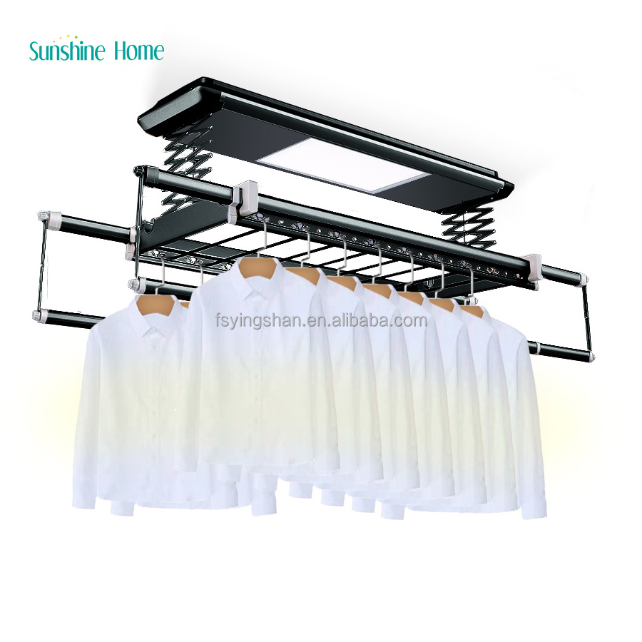 2023 New model Electric clothes drying racks ceiling four rods hanging folding heated clothes drying rack for laundry