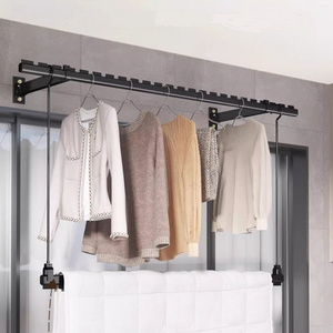 Large capacity fitting Ceiling Wall-Mounted Saving Space Clothes Bar Multi-Purpose Hanging Rod drying racks for Bedroom Closet