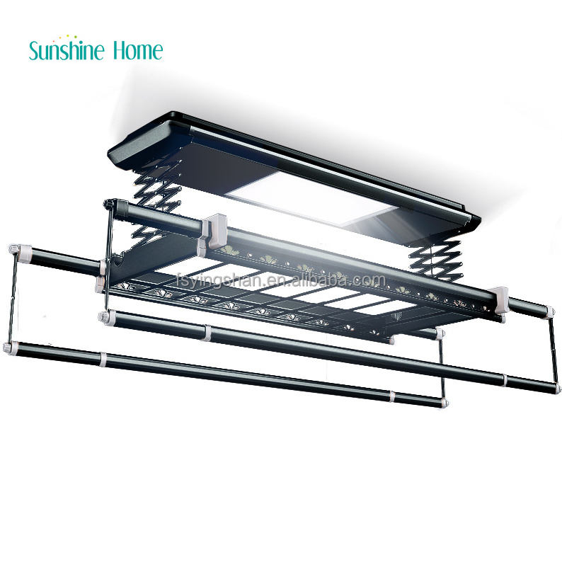 2023 New model Electric clothes drying racks ceiling four rods hanging folding heated clothes drying rack for laundry