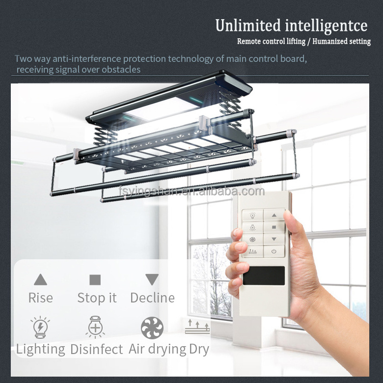 Wall and Ceiling Clothesline Electrical Drying Rack With Remote Control in Aluminium Acrylic Clothes Rack