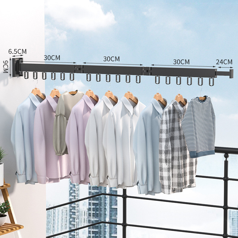 Wall Mounted Folding Clothes Hanger 360 degree Rotating Drying Rack Retractable