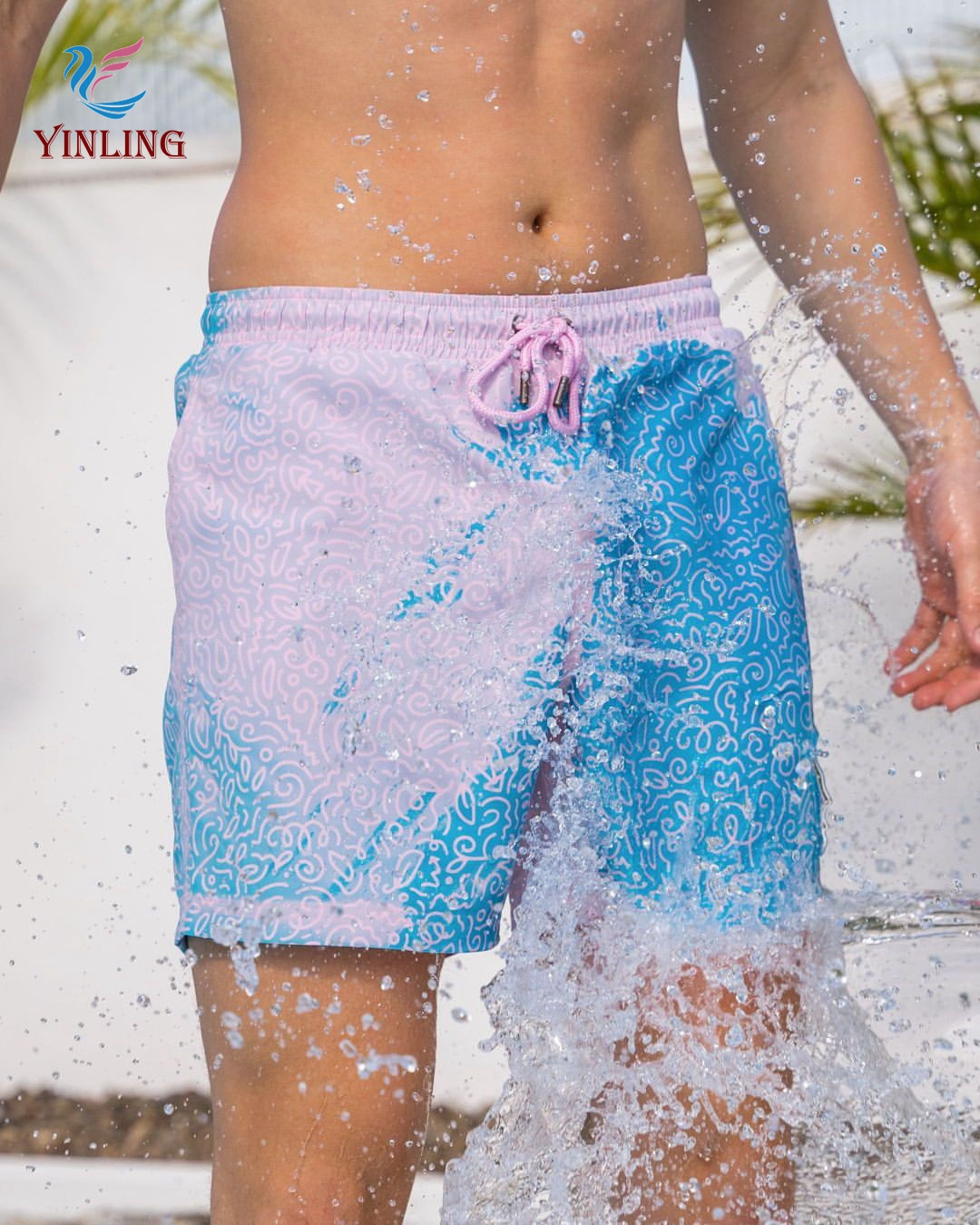 custom design board shorts&swim trunks color changing swimwear swimming trunks for men